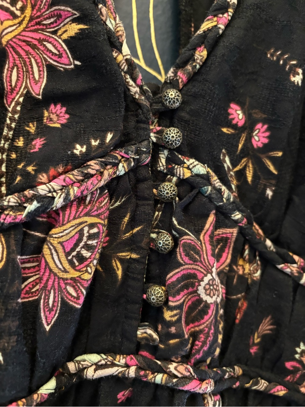 by ANTHROPOLOGIE paisley maxi dress OPEN BACK black PRINT long sleeve size 8 - Picture 10 of 11